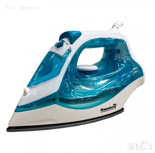 Ютия Hausberg HB-7850BL, 1300 W, 130 ml, Керамична плоча, Струя пара, Самопочистване, Синбял, снимка 1