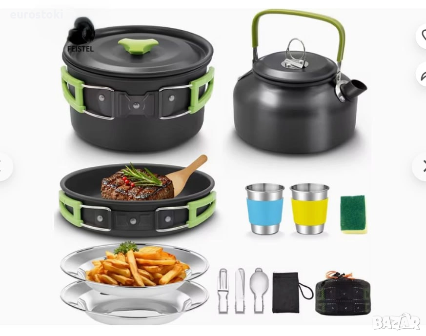 Комплект къмпинг тенджери Forest tales GT-308, 15 части, незалепващо покритие, за 2 души, 13x19x19 , снимка 1