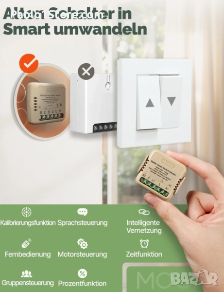 MOES WiFi Alexa интелигентен модул за превключване на затвора с процентно регулиране, релеен таймер , снимка 1