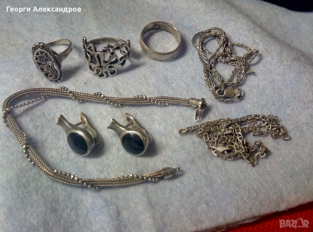 СРЕБЪРНИ БИЖУТА - Шармантни Английски СРЕБЪРНИ ОБЕЦИ Сребро 925 с Шлифован Черен Оникс, снимка 1