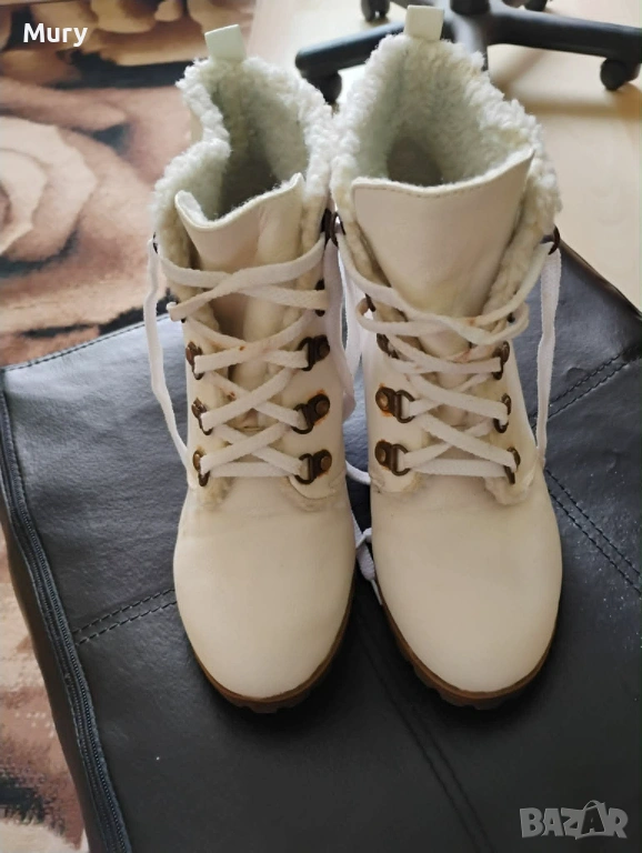 Бели боти на платформа, снимка 1