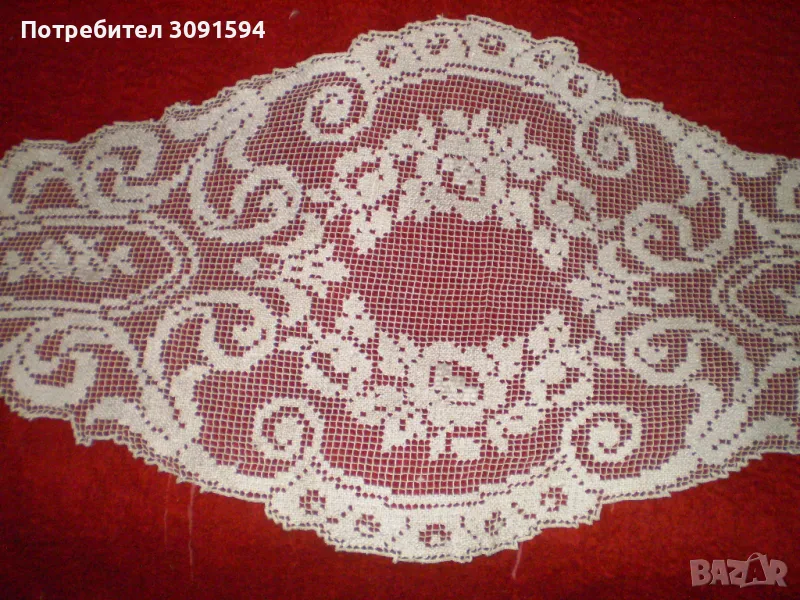 Старинна реколта от 30-те години на миналия век, ръчно плетена покривка, снимка 1