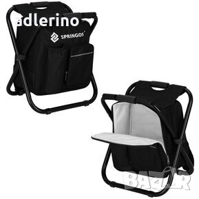 Къмпинг сгъваем стол с вградена раница 42,5х36х28 см, черен , мултифункционално столче, къмпинг рани, снимка 1