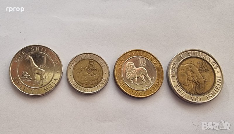 Монети. Африка. Кения. 1, 5,  10, 20  шилинга. 2018 година. Нова серия, животни., снимка 1