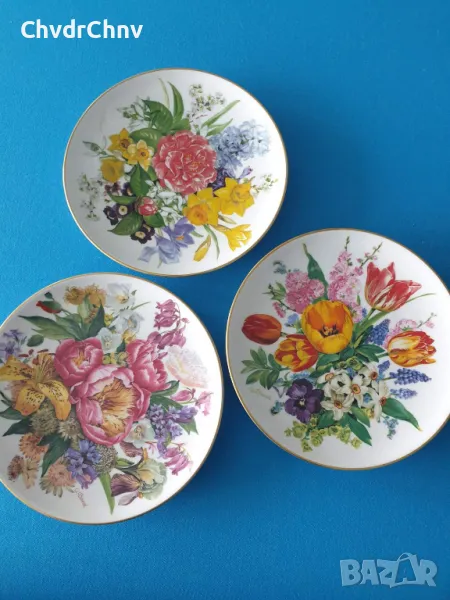 3бр Hutschenreuther/Хюченройтер Бавария немска колекционерска декоративна порцеланова чиния-картина, снимка 1