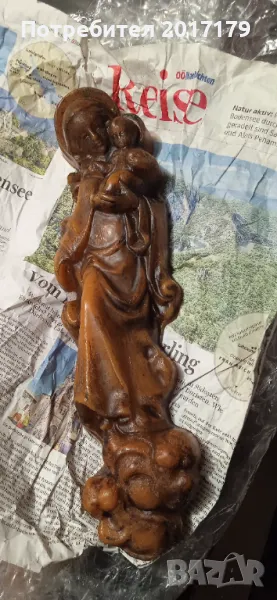 46 см ВОСЪЧНА фигура на Мадона с младенеца икона за стена , снимка 1