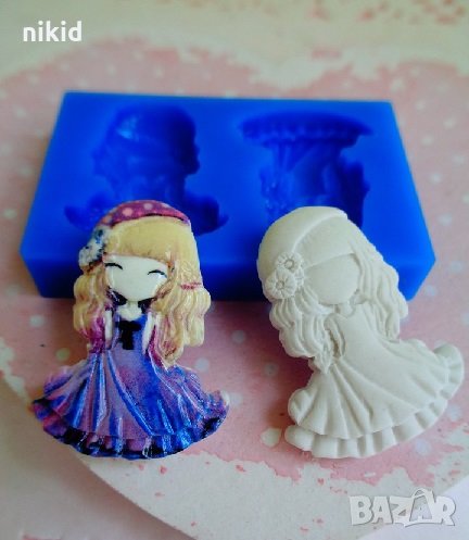 2 малки принцеси силиконов молд форма декорация украса фондан торта гипс, снимка 1