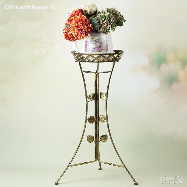 Поставка за саксия - менална, в злетен цвят, снимка 1