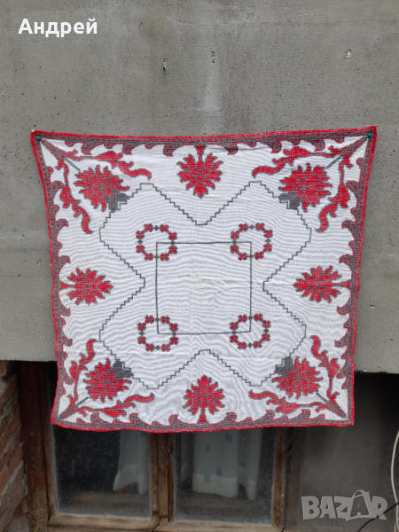 Стара бродирана покривка,каре #5, снимка 1