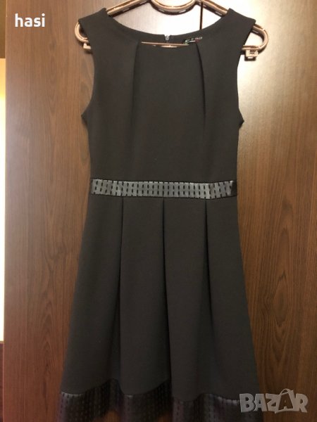 Черна рокля с кожени ленти , снимка 1