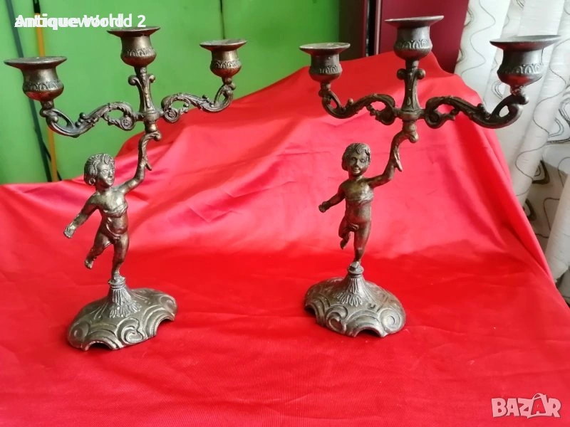 Комплект БАРОКОВИ Свещници Тройки ,Момченце, снимка 1