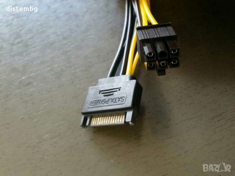 SATA захранващ кабел 15-пинов мъжки към 6P-H (PCI Express), снимка 1