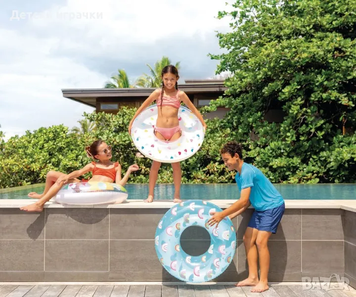 Надуваем пояс Whimsical magic tubes Intex, диаметър 81 см, PVC, цветен дизайн, 3 цвята, снимка 1