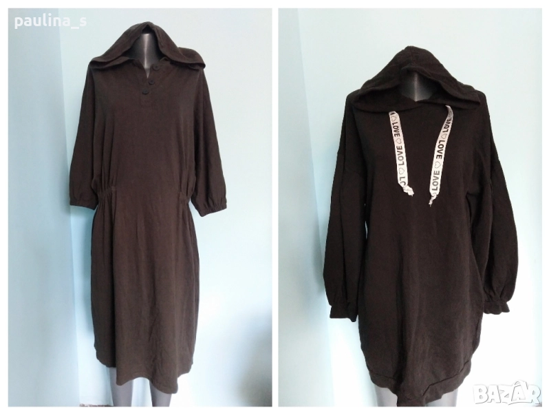 Два различни броя / 2XL / 5XL / Памучна рокля тип туника с качулка "Zara" , снимка 1