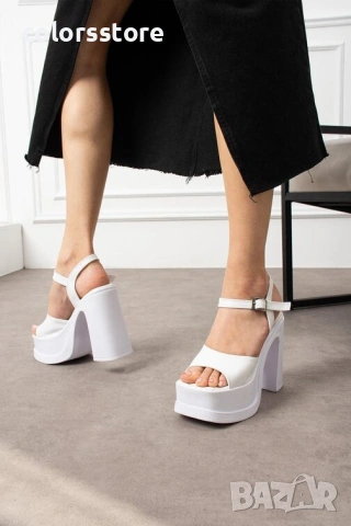 Сандали на ток - бяла кожа - GVS10

, снимка 2 - Сандали - 37181103