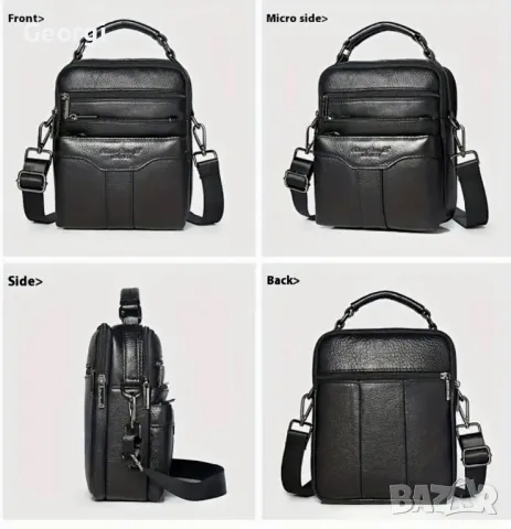 Ежедневно/Елегантна, Лятна Мъжка чанта /Черна Луксозна естествена кожа!, снимка 5 - Чанти - 49306517