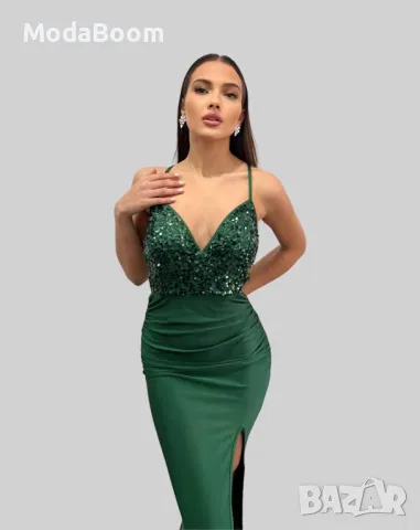 Зелена дамска рокля , снимка 3 - Рокли - 48676611