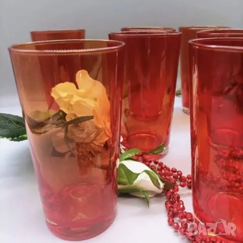 9 бр Чаши цветно стъкло - Франция., снимка 4 - Чаши - 48896131