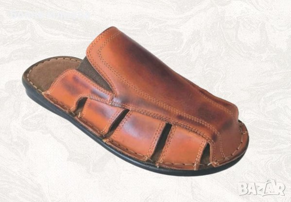 Габровски мъжки чехли от ЕСТЕСТВЕНА кожа модел 141