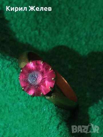 СТАРИНЕН БРОНЗОВ СКЪПОЦЕНЕН РЕТРО АРТ ПРЪСТЕН с АМЕТИСТ 19630, снимка 2 - Антикварни и старинни предмети - 36380656