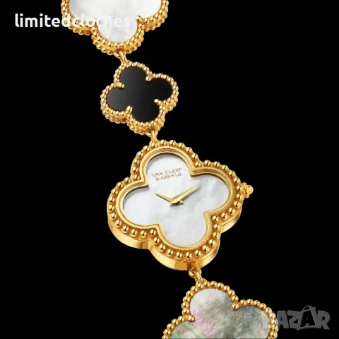 Van Cleef & Arpels VCA Mother of Pearl Onyx Alhambra Дамски Часовник, снимка 3 - Дамски - 48870328