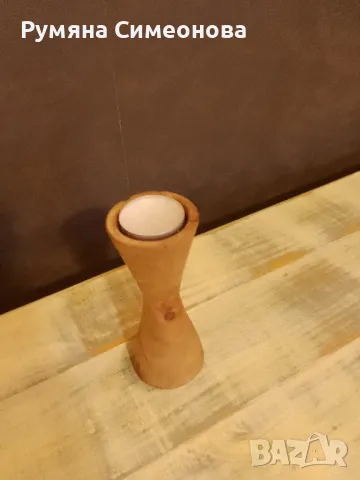 Дървен свещник , снимка 2 - Други - 47994431