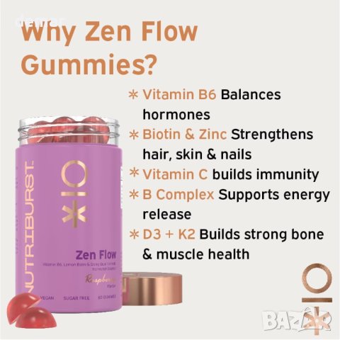 Nutriburst ZenFlow Multipack Мултивитамини за жени, регулиращи хормоналната активност, снимка 5 - Хранителни добавки - 43583466