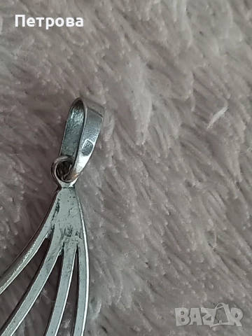 Сребърна висулка с три кехлибара, снимка 3 - Колиета, медальони, синджири - 52009882