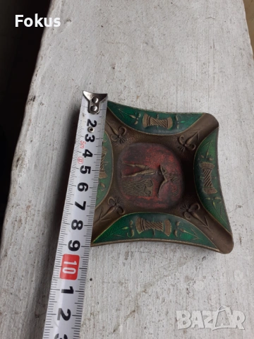 Масивен малък пепелник бронз и емайл, снимка 5 - Антикварни и старинни предмети - 53385563