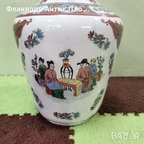 	 Азиатска порцеланова ваза "Картоиграчи", снимка 2 - Вази - 32433029
