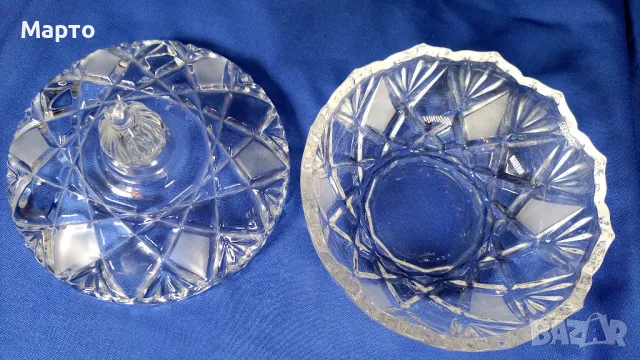 Масивна кристална захарница или бонбониера с капаче, снимка 5 - Прибори за хранене, готвене и сервиране - 50174083