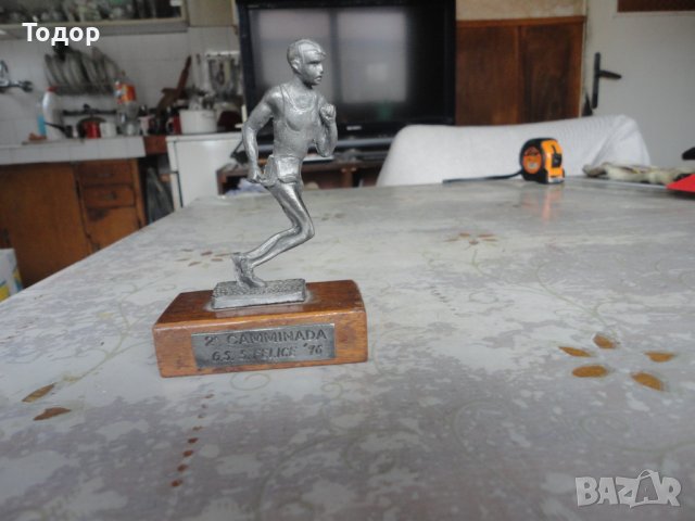 Стара Бронзова пластика фигура спортист, снимка 6 - Антикварни и старинни предмети - 42991086
