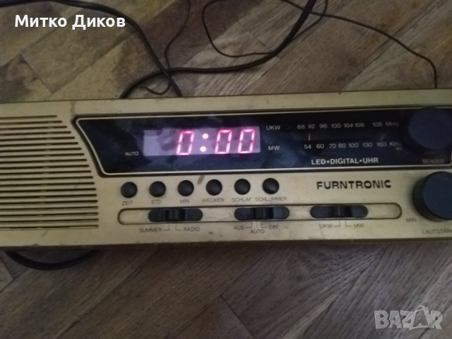 Furntronic радио 1990 г-Furntronic UKW/MW Furniture Clock Radio FCR 10 goldfarben-немско работи, снимка 12 - Радиокасетофони, транзистори - 43009266