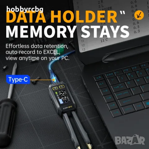 Мултиметър LCR тестер тип пинсета за SMD елементи с много възможности, снимка 8 - Други инструменти - 49928106