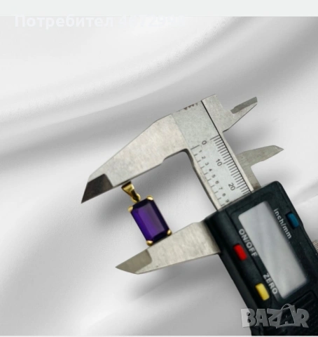 Златен медальон с аметист – 18K, снимка 4 - Колиета, медальони, синджири - 53266152