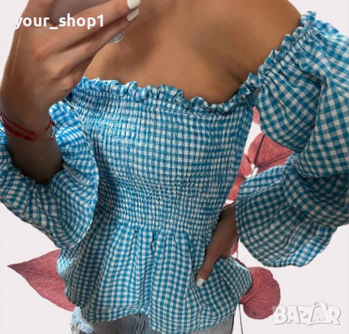 Ефекта дамска блуза риза светло синьо и бяло, снимка 4 - Ризи - 35925366