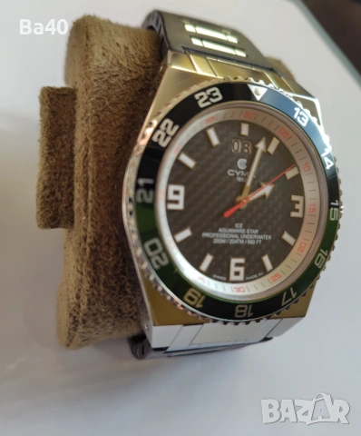 Швейцарски Cyma Ice Aquamare Star Professional Diver, 200m сапфир 43mm, снимка 5 - Мъжки - 51474433