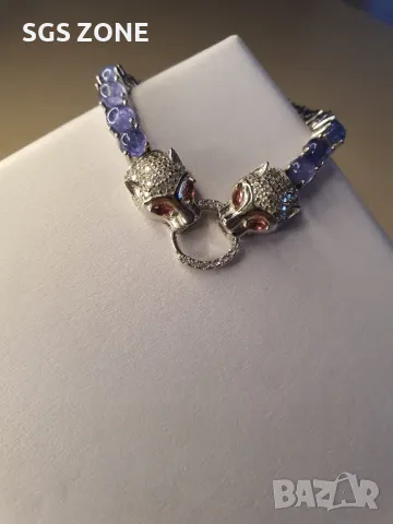 Гривна с Естествени Танзанити, снимка 3 - Гривни - 49634357