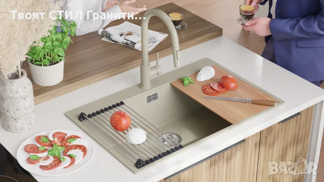 беж Кухненска Мивка от гранит Осло 80 XXL Top 780 x 500 mm