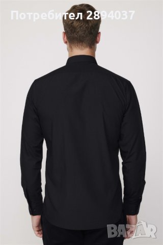 Класическа универсална черна мъжка риза Jak's collection, снимка 2 - Ризи - 43717263