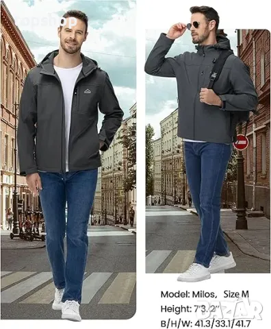 donhobo Мъжко туристическо яке с поларена подплата, много джобове и качулка, XL, сиво, снимка 7 - Якета - 50355189