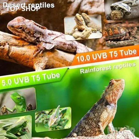 Нова UVB 5.0 Флуоресцентна лампа за влечуги, 39W, светлинен капак, снимка 6 - Терариуми и оборудване - 49227074