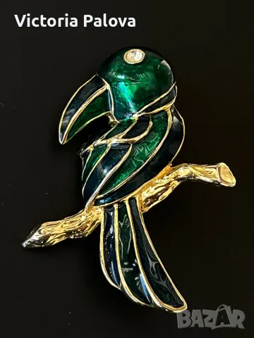 Уникална брошка папагал метал глазура Германия, снимка 9 - Други - 47608132