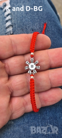 плетени гривни против уроки от червен конец и сребро 925, снимка 2 - Гривни - 52896002