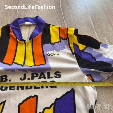 Винтидж мъжка колоездачна фланелка Gowa от 90-те години, Wagenberg Dutch XL Вело тениска с цип , снимка 3 - Спортни дрехи, екипи - 53278572