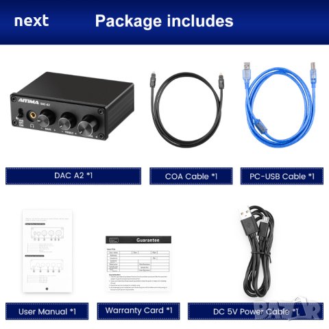 AIYIMA DAC A2 , мини ДАК с усилвател за слушалки и звукова карта HiFi + Гаранция, снимка 10 - Ресийвъри, усилватели, смесителни пултове - 43097801