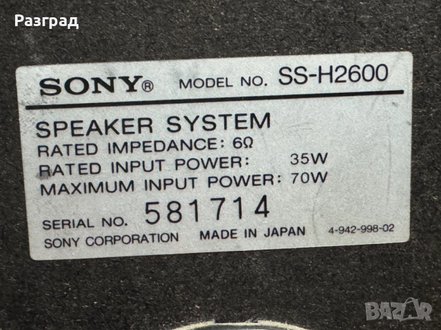 Тонколони  SONY SS-H2600, снимка 6 - Тонколони - 52185220