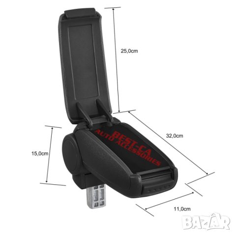 Кожен черен подлакътник за Сеат Леон 2 1П / Seat Leon Mk2 1P (2006-2012), снимка 4 - Аксесоари и консумативи - 44045217