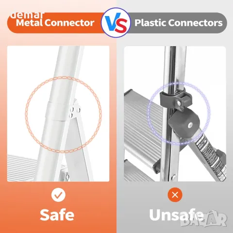 Преносима 3-степенна сгъваема стълба от подсилена въглеродна стомана JOISCOPE, 22 см между съпалата, снимка 4 - Други стоки за дома - 48489675