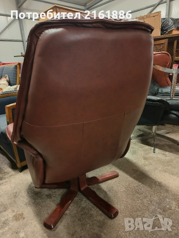 Relax кресло с отоманка от естествена кожа , снимка 5 - Дивани и мека мебел - 52885576